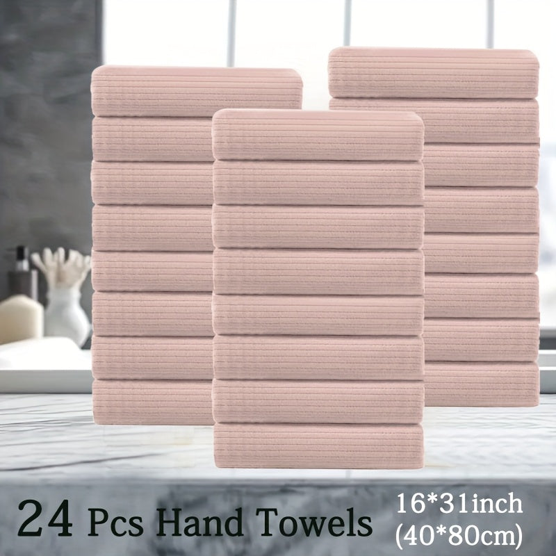 24pcs Premium Hand Towel Set, Ultra Soft Light Beige-Friendly Microfiber Towel Set, Highly Absorbent Quick Dry Hand\u002FFace Towel for Bathroom Hotel And Kitchen Towel-Home Essentials And Accessories