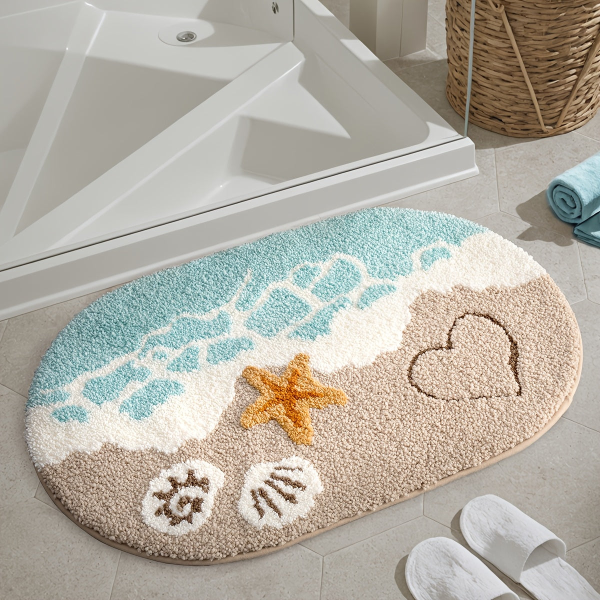 Soft Beach Carpet Soft & Absorbent Beach Carpet with Anti-Slip Backing | 22x34 Inches | Perfect for Bathroom, Kitchen, Entrance, Bathtub Edge, Footrest & Wet\u002FDry Transition Areas