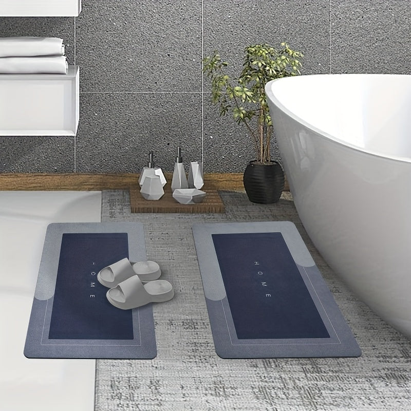 2pcs Super Soft Absorbent Non-Slip Quick Drying Bathroom Rug - Diatomaceous Earth Bath Mat, Floor Door Mat, Kitchen Door Mat, Ultra Absorbent Bathroom Mat, Excellent Water Absorption