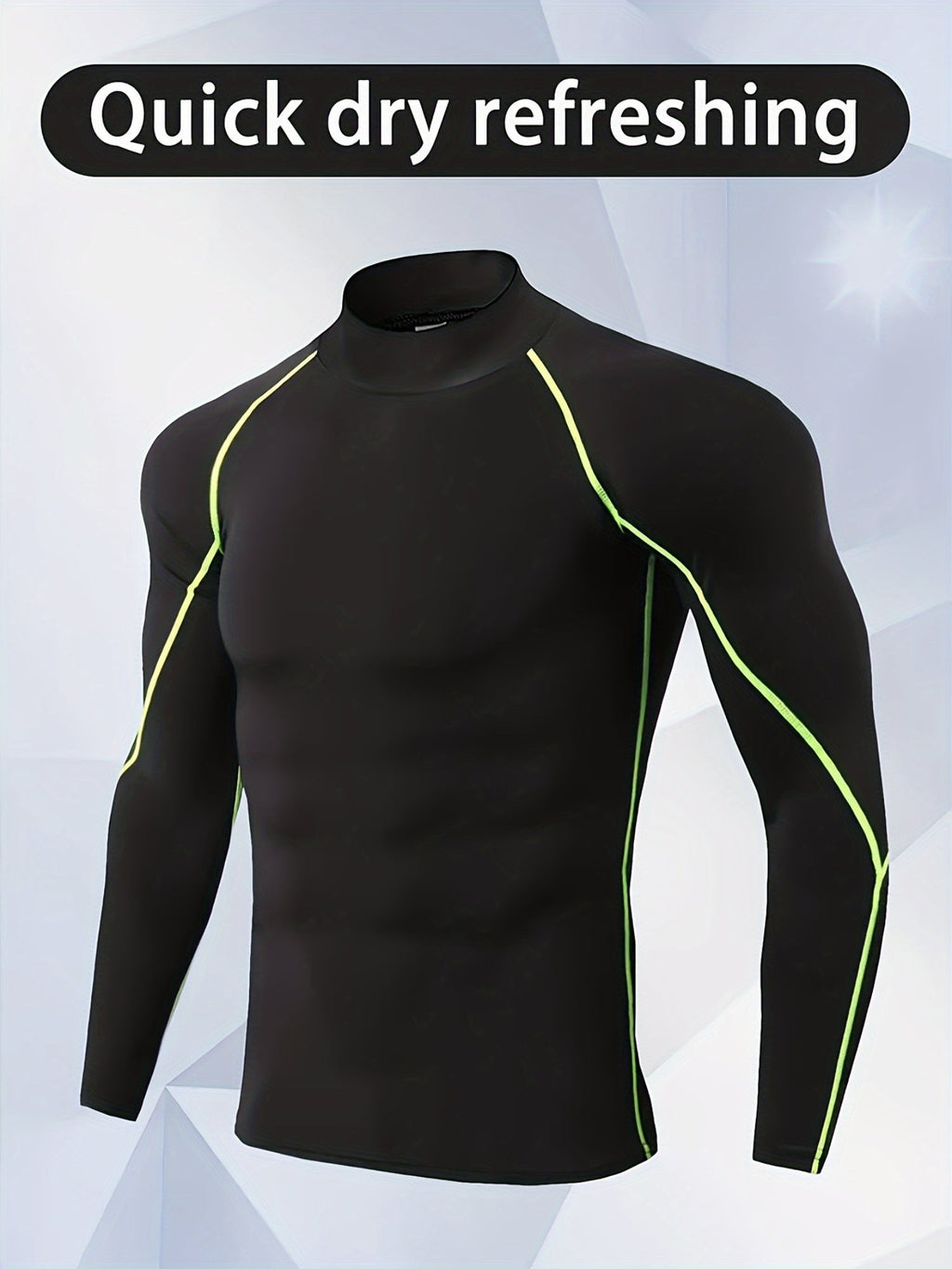 Men'S High-Neck Quick-Dry Athletic Long Sleeve T-Shirt - High Elasticity Breathable Fabric, Ideal for Running, Hiking, Cycling & Outdoor Fitness - White, Muscle Fit Design, Machine Washable Solid Color Base Layer, Durable Sportswear