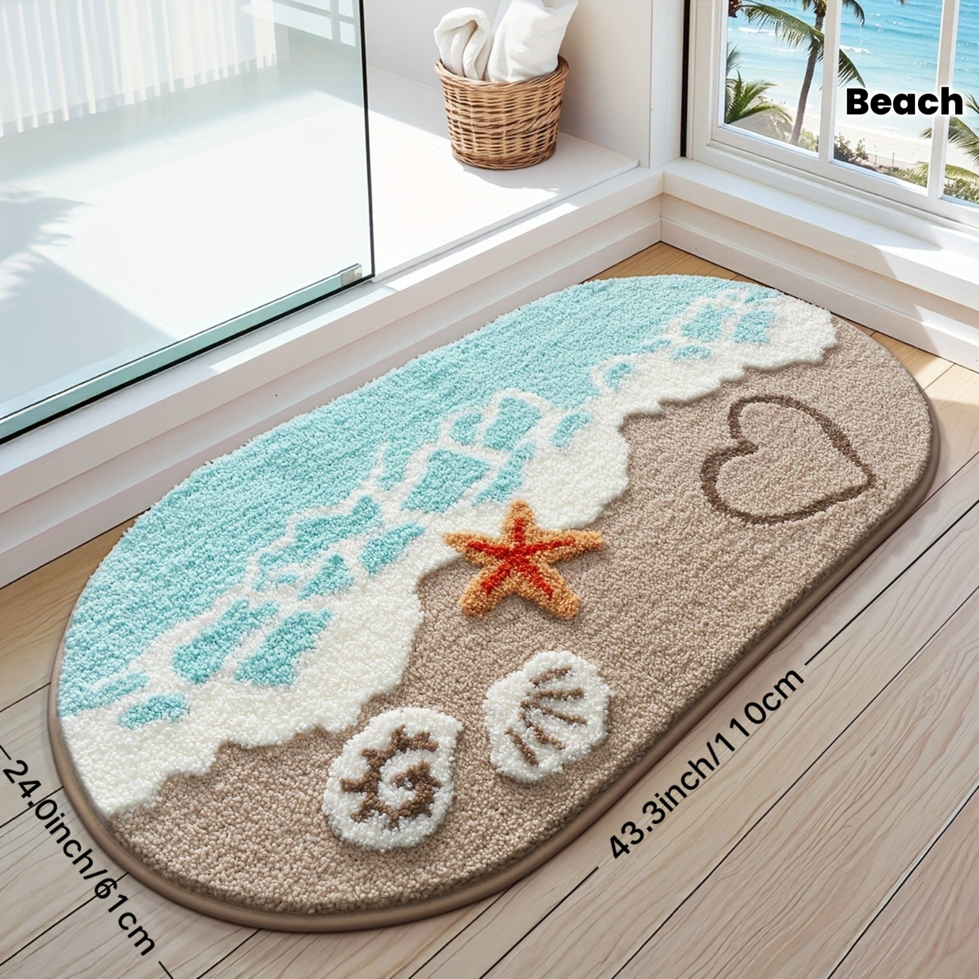 Soft Beach Carpet Soft & Absorbent Beach Carpet with Anti-Slip Backing | 22x34 Inches | Perfect for Bathroom, Kitchen, Entrance, Bathtub Edge, Footrest & Wet\u002FDry Transition Areas