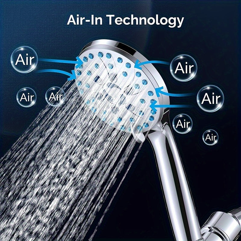Filter Shower Head Handheld Sprayer 20cm\u002F8-inch Stainless Steel Rainfall with 7 Water Flow Modes, 59ft\u002F1.5m Stainless Hose Suitable for Pet Bathing Multi-Layer Filtration Device