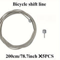 5pcs MTB Bicycle Brake Cable Set, Lead Core Inner Wire, Durable Silvery Bicycle Speed Line, with Fixed Gear Shifter for MTB and Road Bikes, The Cables Are Sturdy And Smooth for a Seamless Operation.