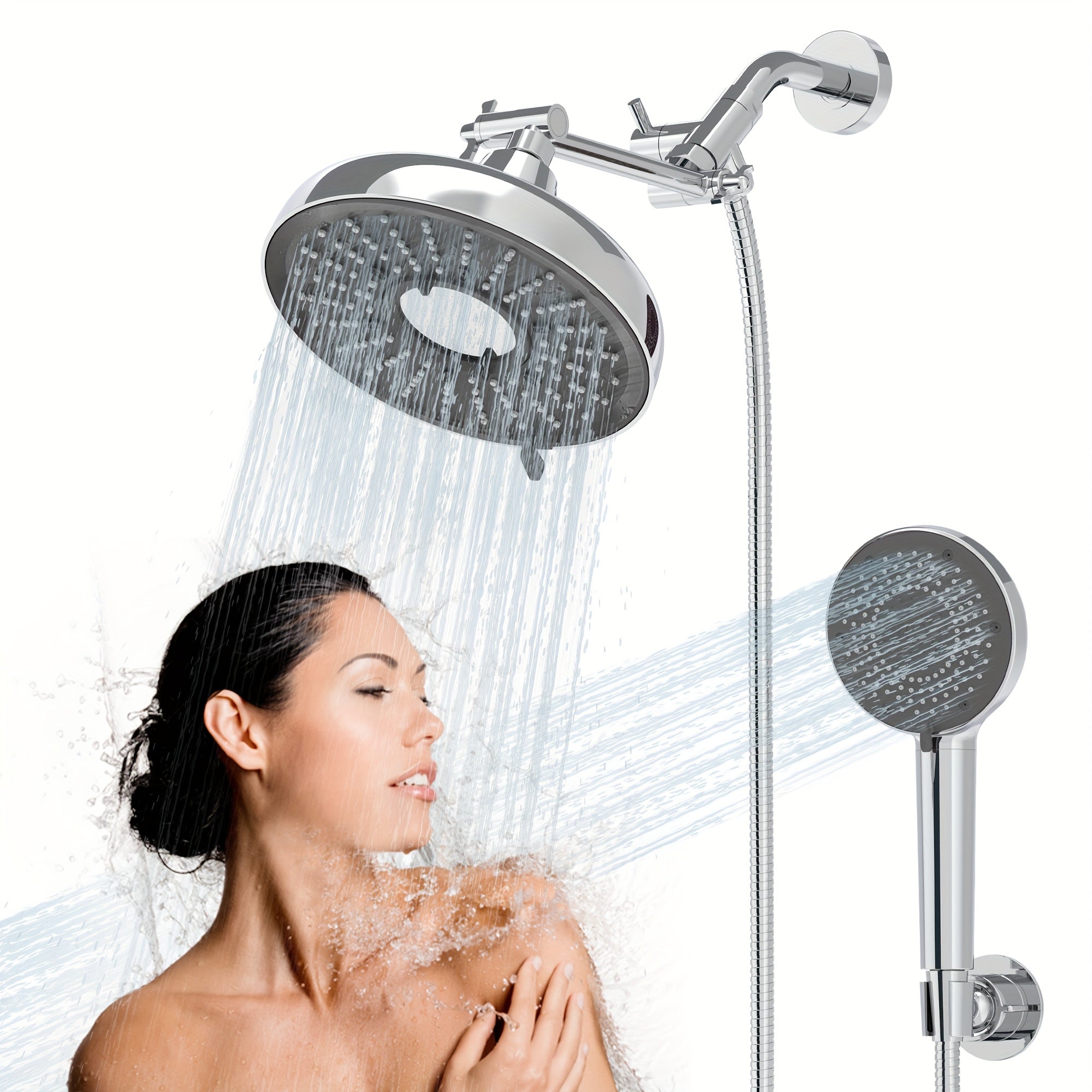Dual Shower Head Combo Set High Pressure Luxury Double Shower Heads With Rain Shower Sprayer 3-Way Shower Heads With Handheld Spray Combo