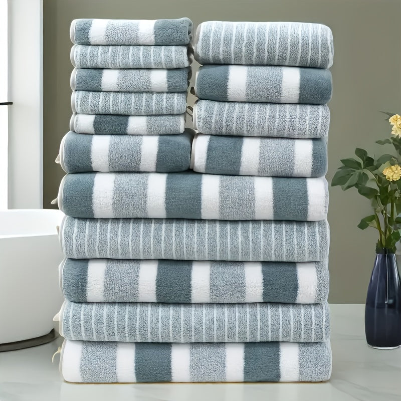 15 Coral Towel Set, Including 5 Face Towels, 5 Hand Towels, And 5 Bath Towels, Comfortable Absorbent Quick Drying Bath Towels, Suitable for Hotels, Sports, Travel, Fitness, Yoga, Ideal Bathroom Supplies
