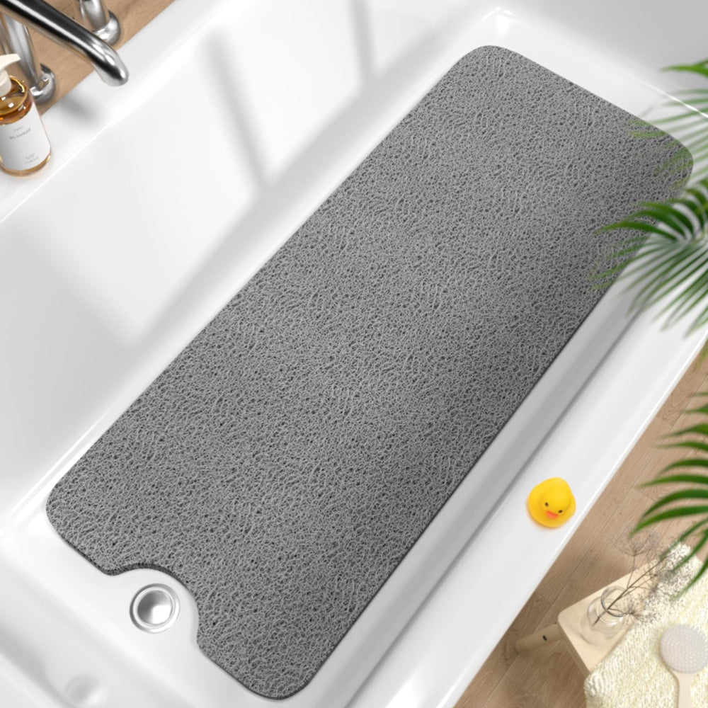 Gray Textured Non Slip Bath Mat Shower Mats for Inside Shower Anti Slip Bathtub Mats for Bathroom PVC Foot Scrubber Loofah Bath Mats for Shower Quick Drying Shower Stall Mats for Wet Areas Floor Home Kitchen Hotel