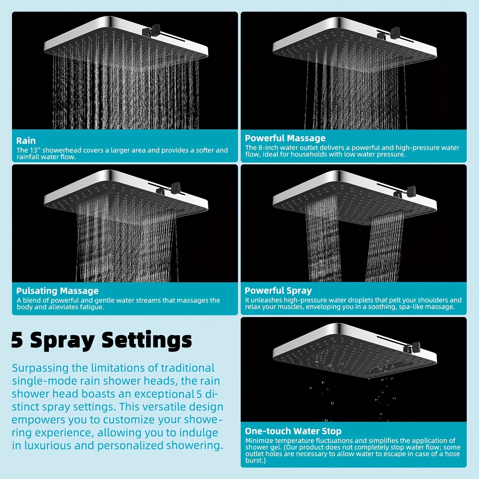 High Pressure Rain Shower Head 13\