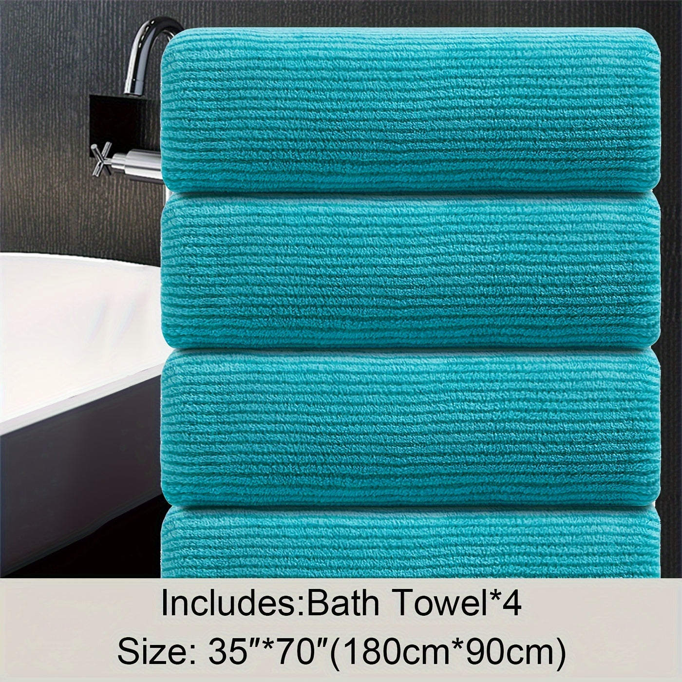 4 Piece Oversized Striped Bath Towel Set 35 x 70 Inches 750 GSM, Highly Absorbent & Quick Dry & Ultra-soft Showering Towel for Gym Bathroom Spa, Ideal Bathroom Supplies, Include 4 Pack Extra Large Bath Sheet