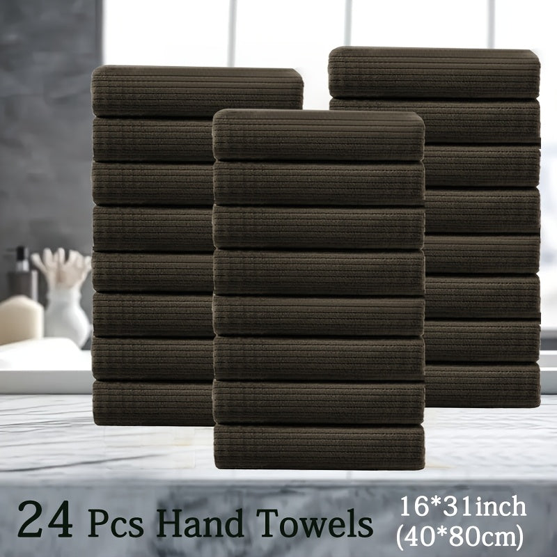 24pcs Premium Hand Towel Set, Ultra Soft Light Beige-Friendly Microfiber Towel Set, Highly Absorbent Quick Dry Hand\u002FFace Towel for Bathroom Hotel And Kitchen Towel-Home Essentials And Accessories