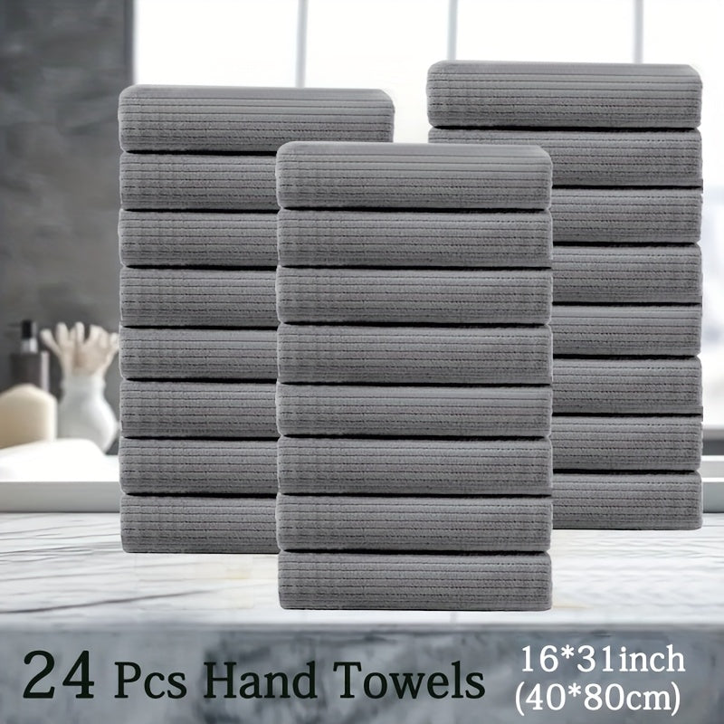 24pcs Premium Hand Towel Set, Ultra Soft Light Beige-Friendly Microfiber Towel Set, Highly Absorbent Quick Dry Hand\u002FFace Towel for Bathroom Hotel And Kitchen Towel-Home Essentials And Accessories