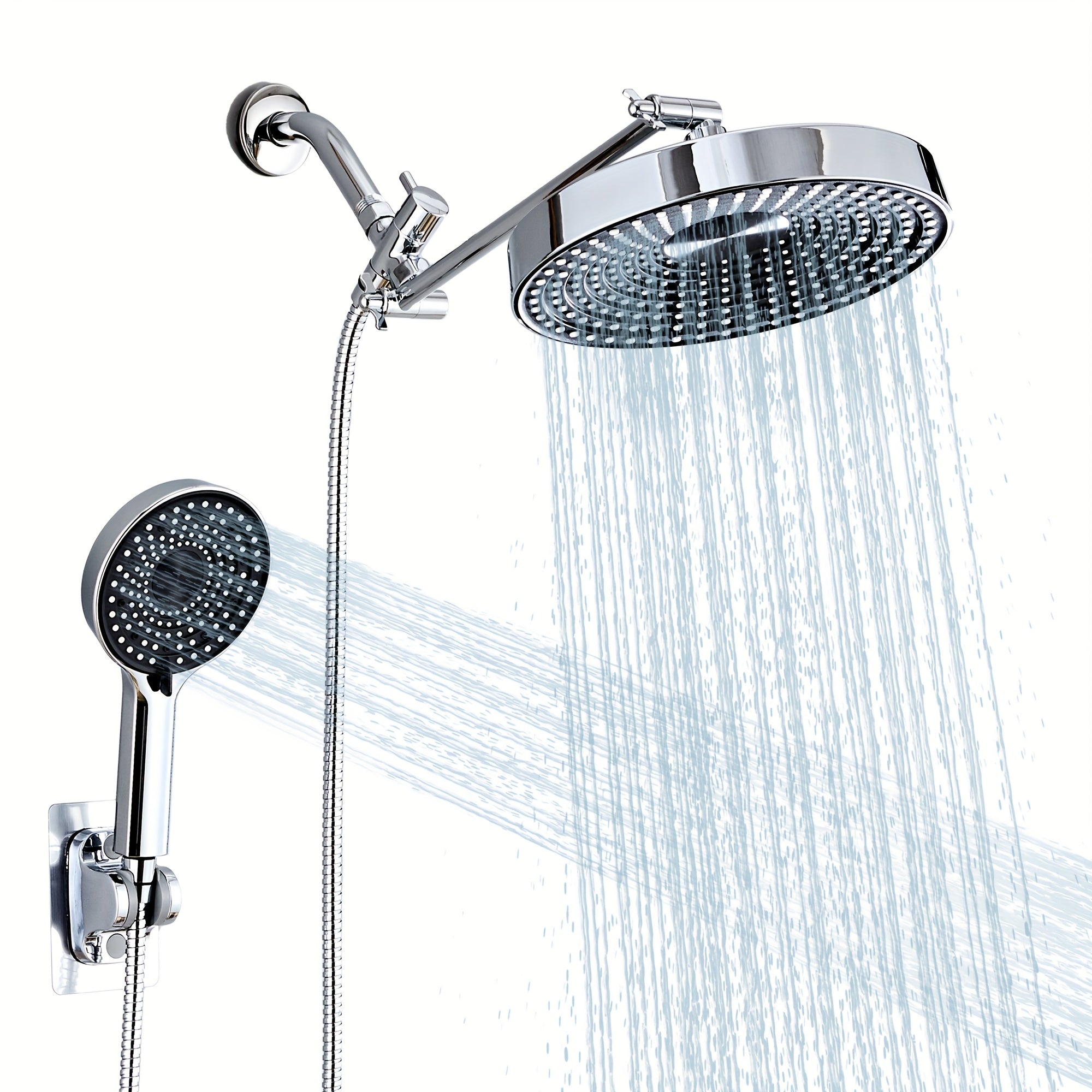 10-Inch High-Pressure Rainfall Showerhead with a Handheld Option, Featuring Three Spray Modes, Adjustable Swivel, And Anti-Leak Nozzles, Perfect for Bathroom Additions