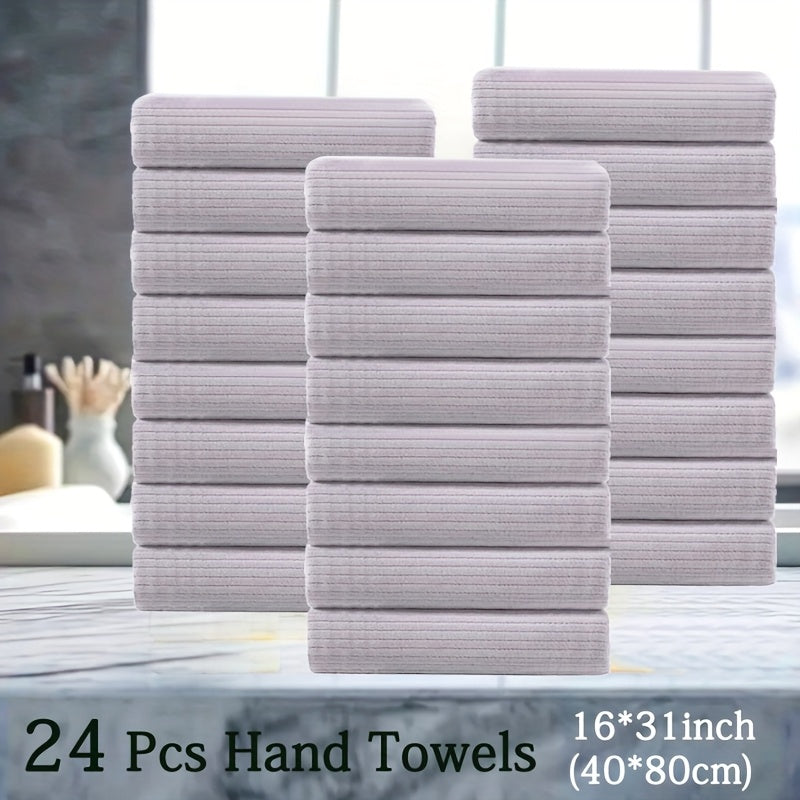 24pcs Premium Hand Towel Set, Ultra Soft Light Beige-Friendly Microfiber Towel Set, Highly Absorbent Quick Dry Hand\u002FFace Towel for Bathroom Hotel And Kitchen Towel-Home Essentials And Accessories