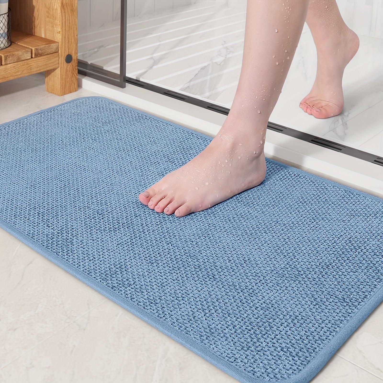 1pc, Anti-slip Absorbent Bath Mat, Bathroom Carpet, Quick-drying Anti-slip Floor Mat, Machine Washable Fade-resistant Comfortable Carpet, Suitable for Shower Room, Bathroom, Bathtub, Hotel Bathroom, Room Decoration, Home Decoration, Father's Day Gift