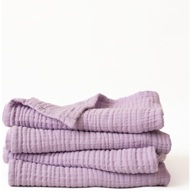 Muslin Hand Towel Pack of 4 18x34 Inch Large Size - 100 Turkish Thin Soft Quick-Dry Lint-Free Hand Towels Lilac Pack of 4 Hand Towels,  Bathroom Essentials, Classic Design, Breathable Material, Minimalist Lifestyle