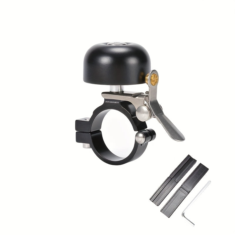 ZOYOSPORTS Vintage-Style Anti-Theft Bicycle Bell - Adjustable Aluminum Alloy Thumb Bell with Secure Mounting Bracket, Black Cycling Safety Device for Mountain Bikes, Bike Accessories, Durable Metal Construction