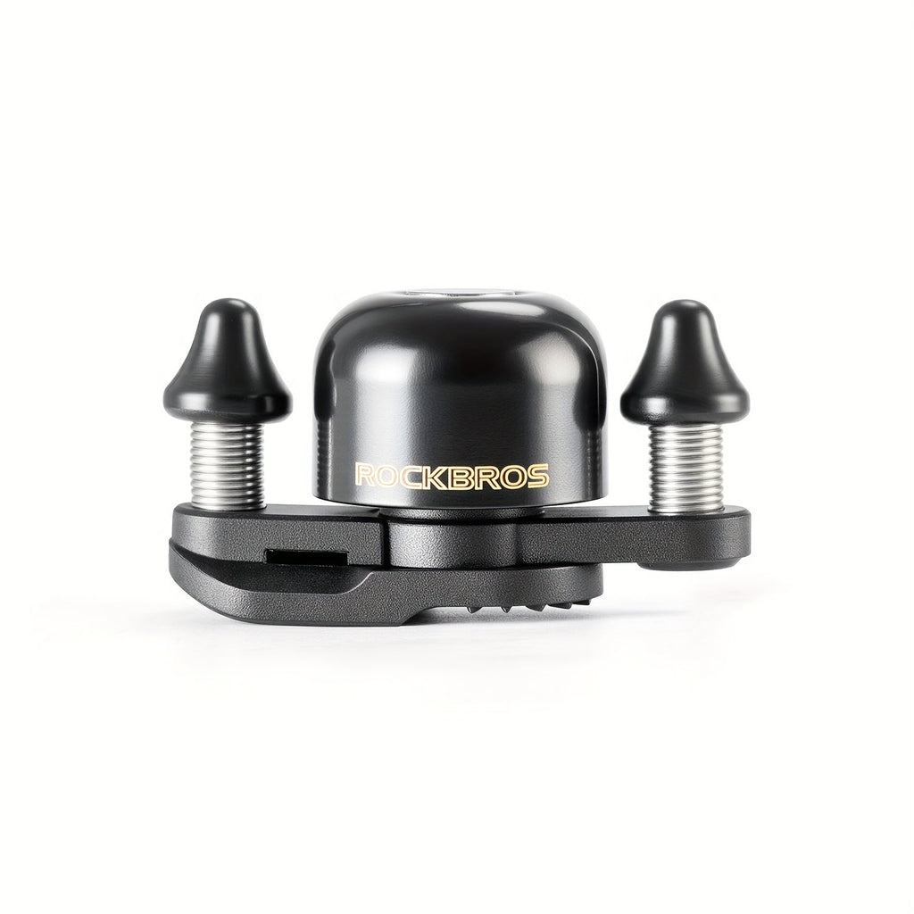 ROCKBROS Mini Cycling Road Bike Bell - Dual Bell Hammers Design, Black Copper Finish, Ergonomic Handlebar Mount for Enhanced Safety & Control, Cycling Accessories, Bike Handlebar Accessory, Sleek Metallic Bell, Durable Construction
