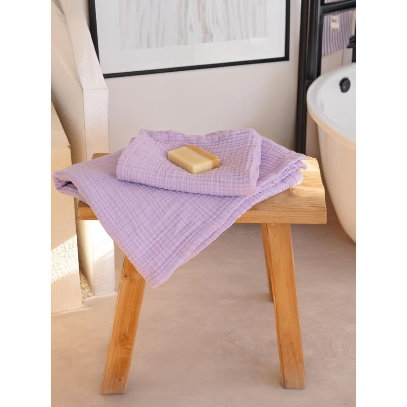 Muslin Hand Towel Pack of 4 18x34 Inch Large Size - 100 Turkish Thin Soft Quick-Dry Lint-Free Hand Towels Lilac Pack of 4 Hand Towels,  Bathroom Essentials, Classic Design, Breathable Material, Minimalist Lifestyle