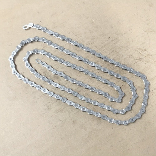 9-Speed Durable Tungsten Steel Mountain Bike Chain with Magic Buckle - Effortless Installation, Fits MTB & Road Bikes, Enhanced Durability for Smooth Cycling Performance, Road Bike Chain, Sleek Metallic Finish, Durable Construction