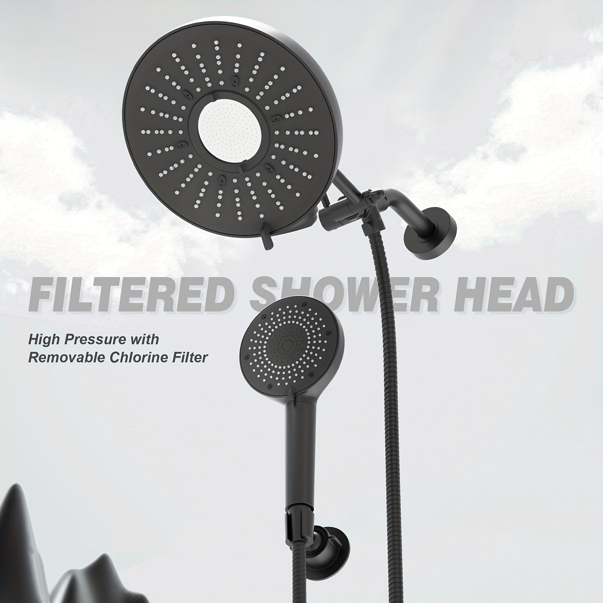 Dual Shower Head Combo Set High Pressure Luxury Double Shower Heads With Rain Shower Sprayer 3-Way Shower Heads With Handheld Spray Combo