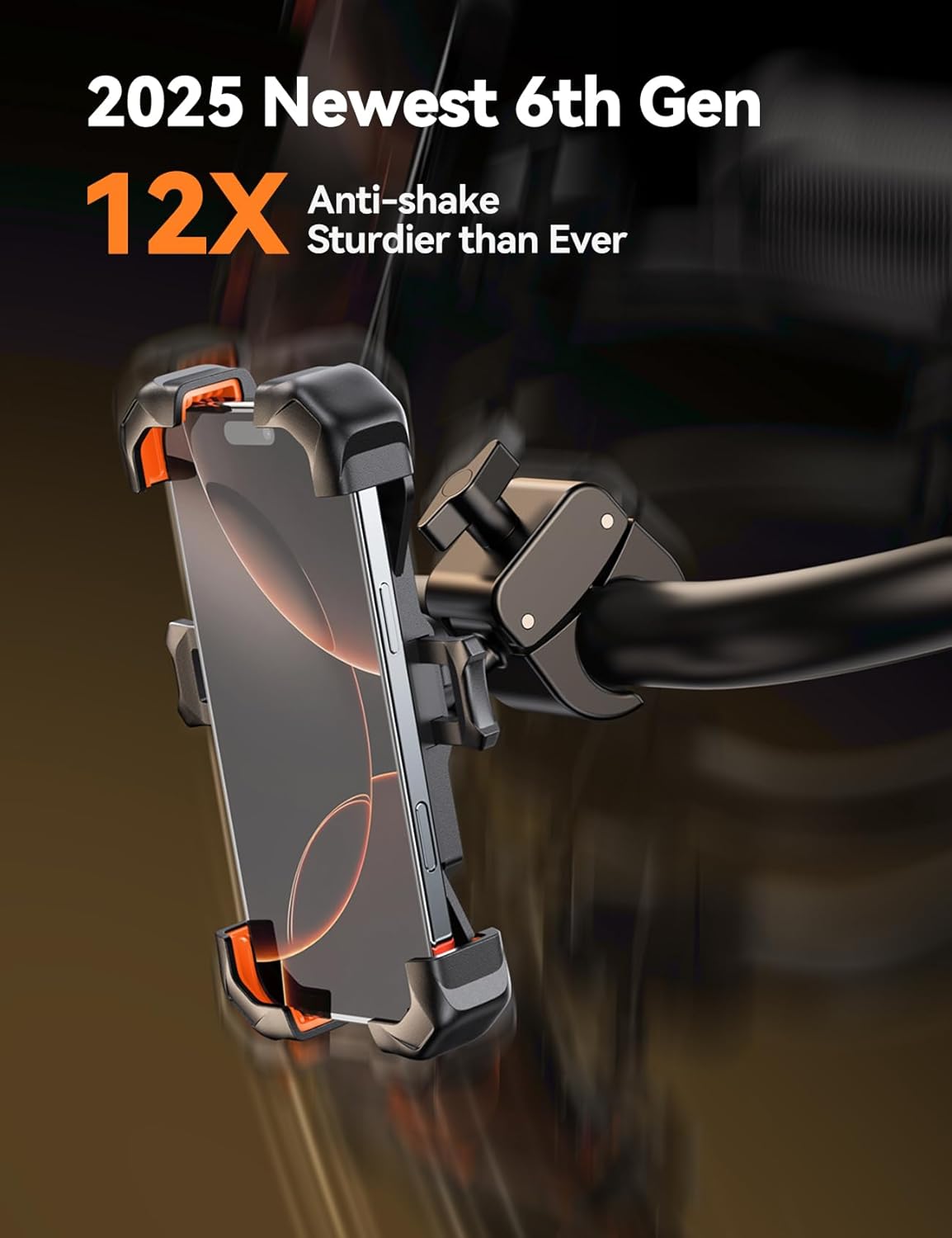 JOYROOM Motorcycle Phone Mount, 1s Auto Lock100mph Military Anti-Shake Bike Phone Holder for Bicycle, 10s Quick Install Handlebar Phone Mount, Compatible with iPhone, Samsung, All Cell Phone