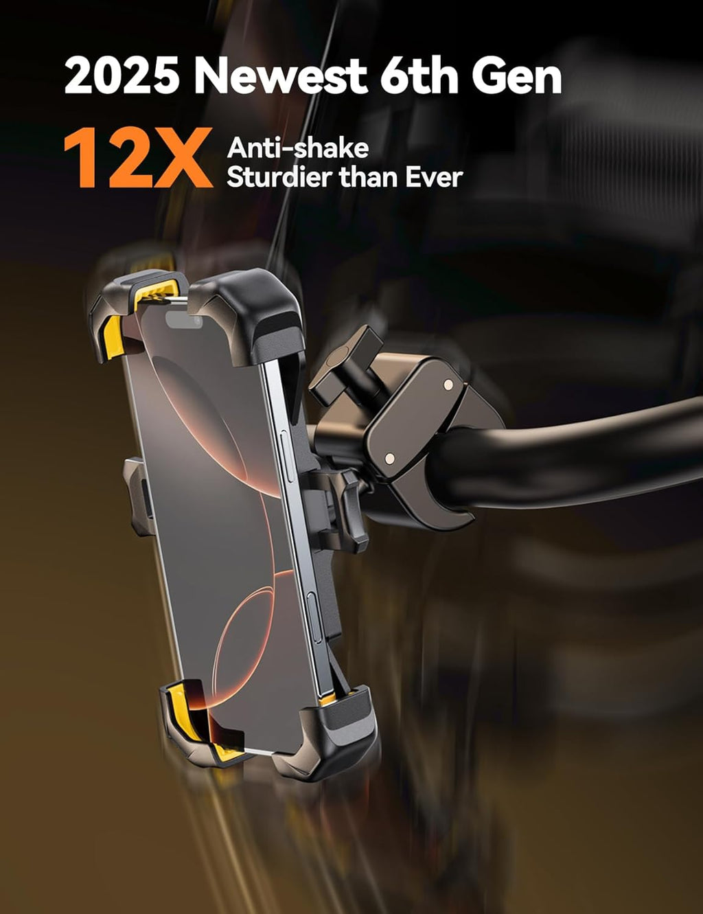 JOYROOM Motorcycle Phone Mount, 1s Auto Lock100mph Military Anti-Shake Bike Phone Holder for Bicycle, 10s Quick Install Handlebar Phone Mount, Compatible with iPhone, Samsung, All Cell Phone