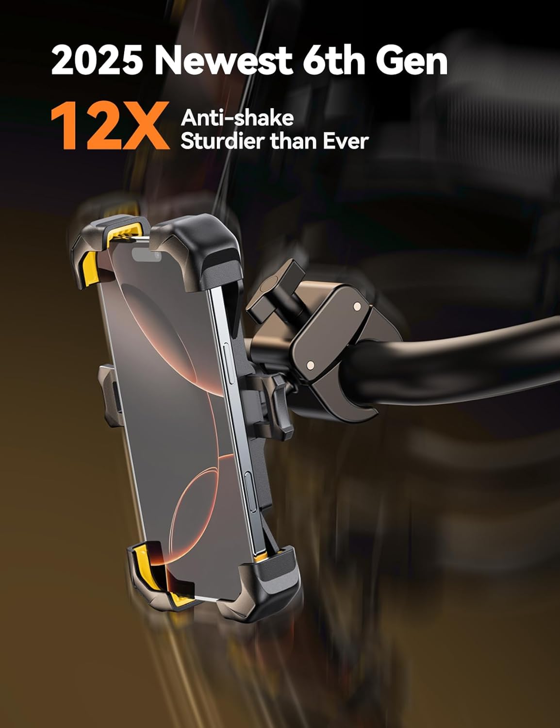 JOYROOM Motorcycle Phone Mount, 1s Auto Lock100mph Military Anti-Shake Bike Phone Holder for Bicycle, 10s Quick Install Handlebar Phone Mount, Compatible with iPhone, Samsung, All Cell Phone