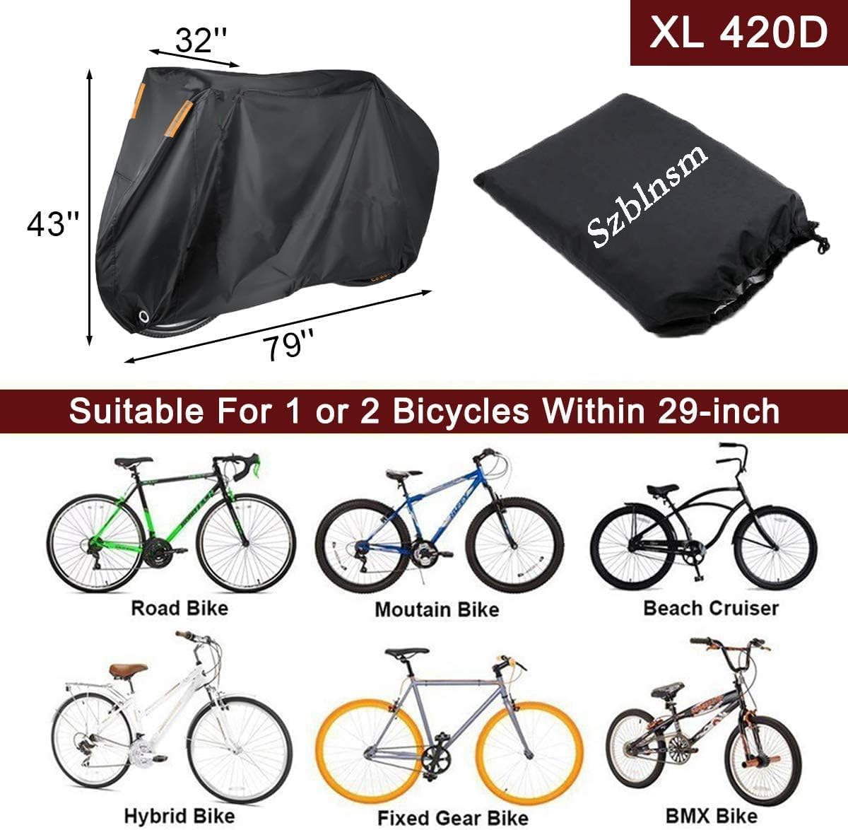 Bike Cover for 1, 2 or 3 Bikes Outdoor Waterproof Bicycle Covers 420D Heavy Duty Ripstop Material Offers Constant Protection for All Types of Bicycles All Through The 4 Seasons
