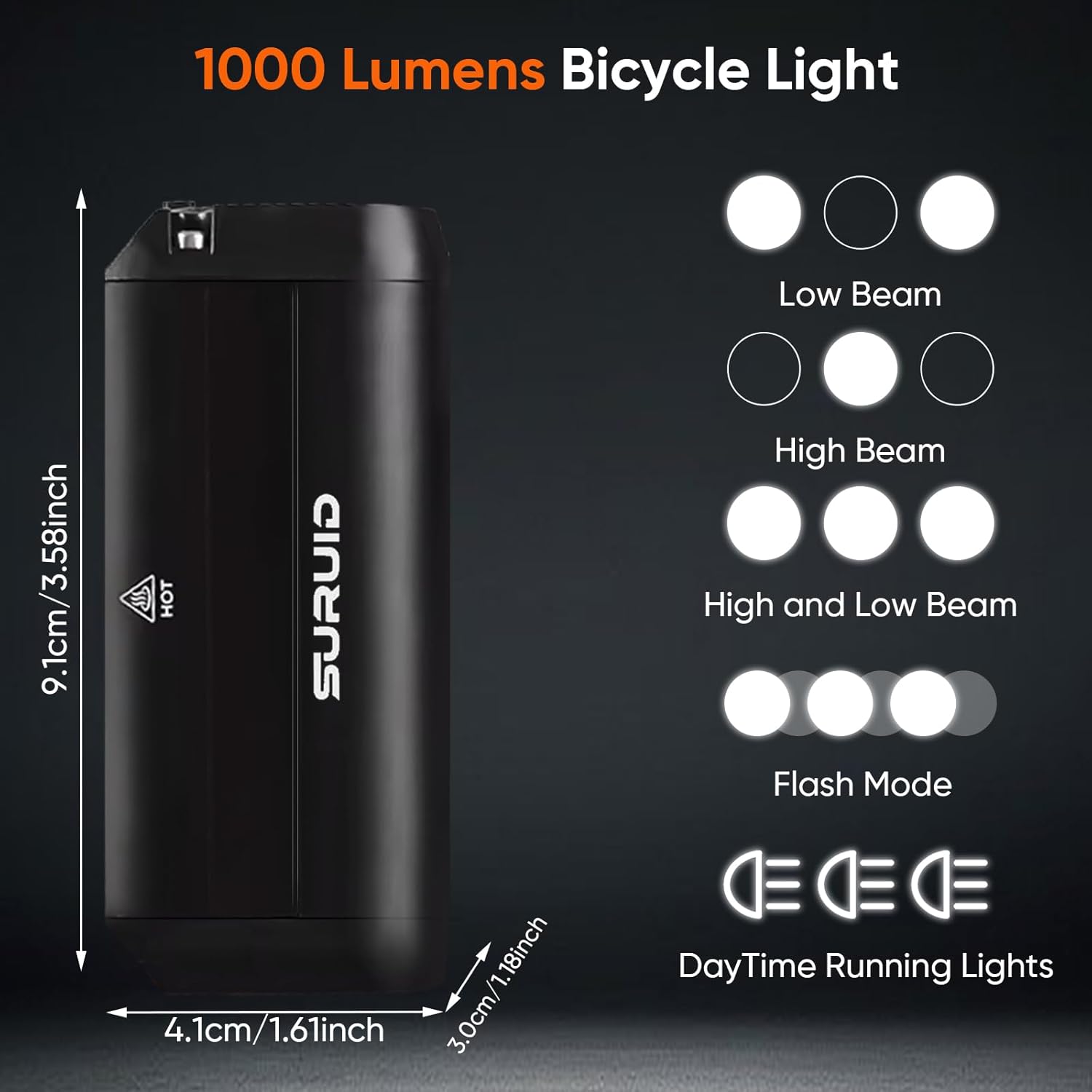 Super Bright LED Bike Light, USB Rechargeable Bicycle Headlight, Waterproof Bike Headlight, Waterproof Bike Headlight,Daytime Running Light,MTB Off-Road Cycling Commuting