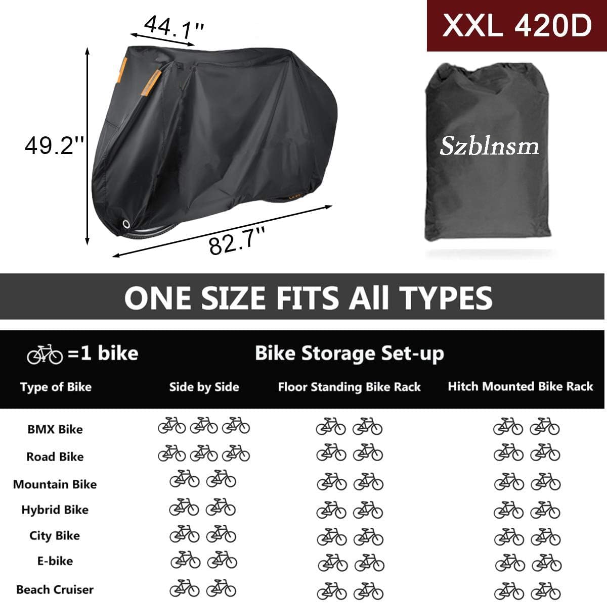Bike Cover for 1, 2 or 3 Bikes Outdoor Waterproof Bicycle Covers 420D Heavy Duty Ripstop Material Offers Constant Protection for All Types of Bicycles All Through The 4 Seasons