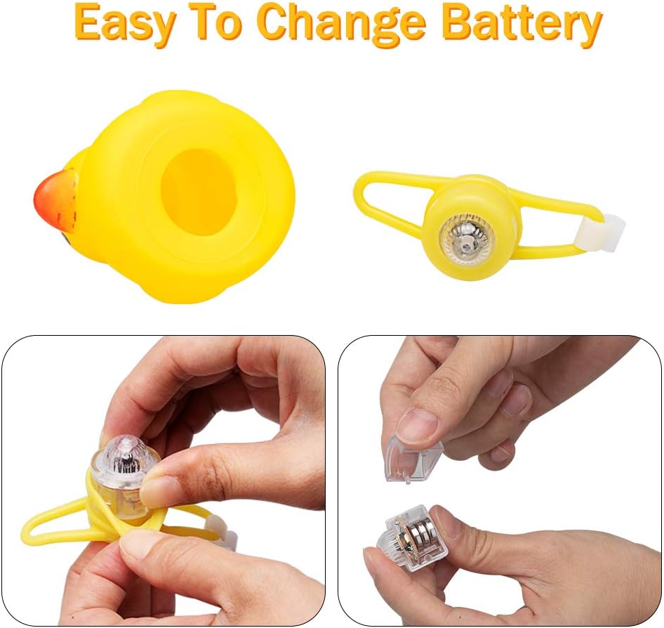 wonuu Rubber Duck Bike Bell, Squeeze Ducks with Helmet for Cycling Car Dashboard Decorations Motorcycle Bicycle Accessories