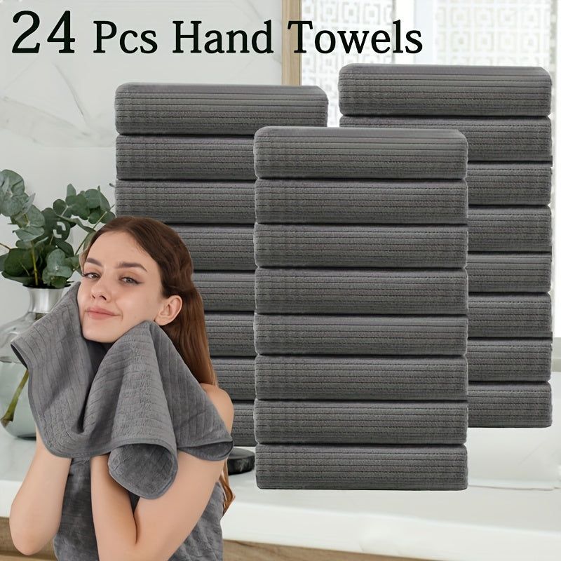 24pcs Premium Hand Towel Set, Ultra Soft Light Beige-Friendly Microfiber Towel Set, Highly Absorbent Quick Dry Hand\u002FFace Towel for Bathroom Hotel And Kitchen Towel-Home Essentials And Accessories