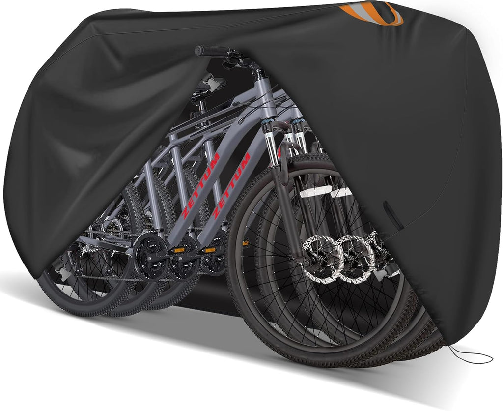 Zettum Bike Cover for 2 Bikes - 600D Bike Covers Outdoor Storage Waterproof & Heavy Duty, Bicycle Cover for 2 eBike, Mountain Bike, Road Bike, Hybrid Bike, Beach Cruiser Bike, Scooter and More