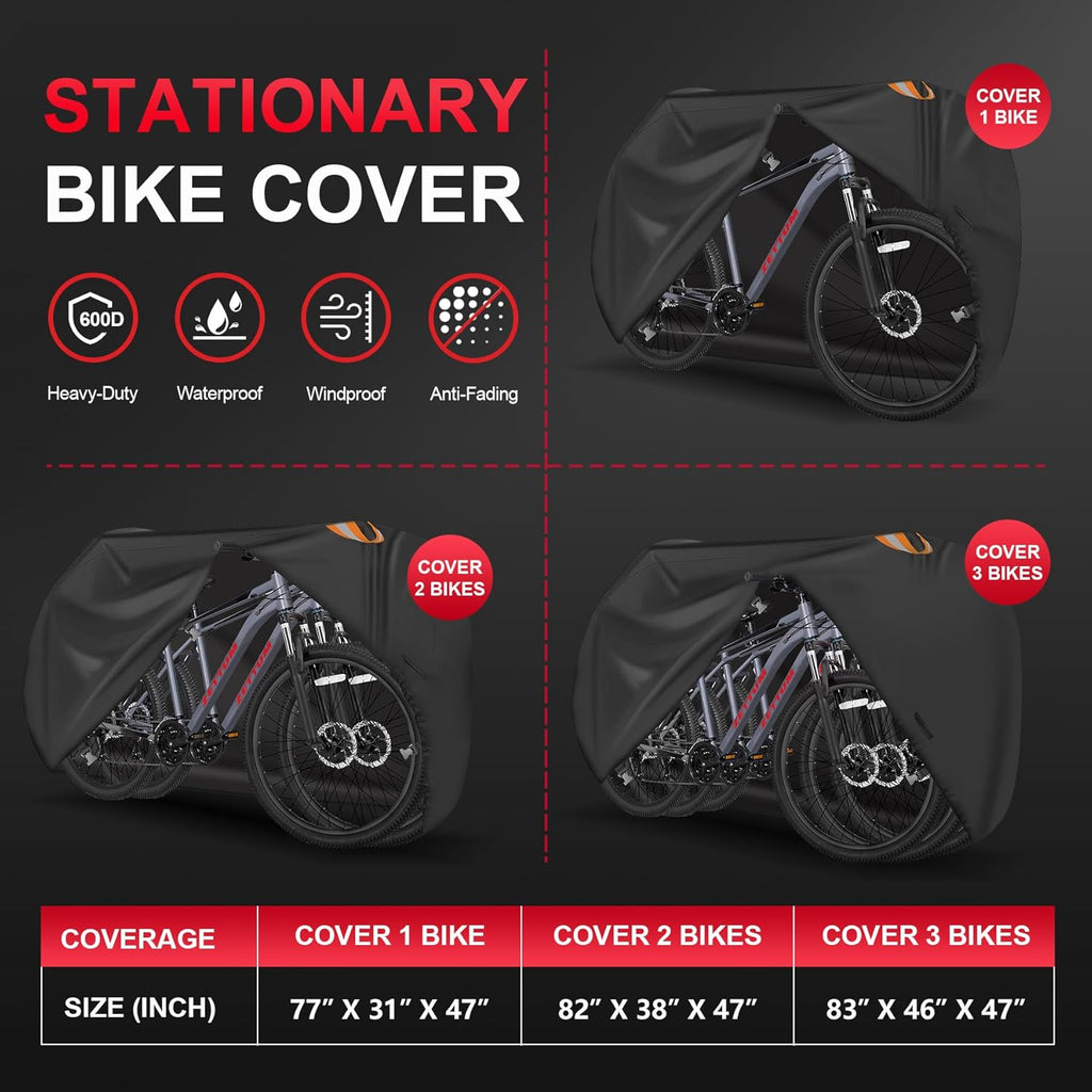 Zettum Bike Cover for 2 Bikes - 600D Bike Covers Outdoor Storage Waterproof & Heavy Duty, Bicycle Cover for 2 eBike, Mountain Bike, Road Bike, Hybrid Bike, Beach Cruiser Bike, Scooter and More