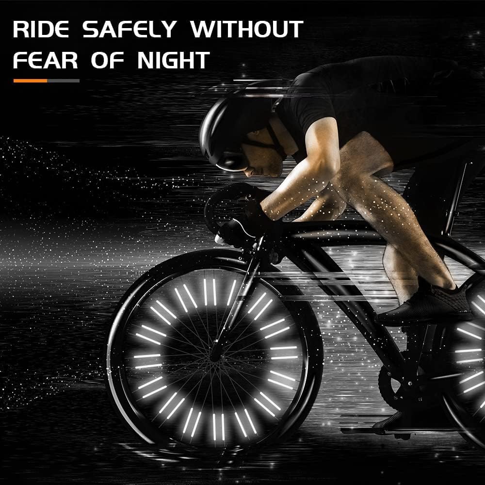 Bike Spoke Reflector, 96Pcs 360° Visibility Bike Spoke Reflectors, Waterproof Bicycle Reflective Clips Warning Spoke Lights Covers- Fit for Mountain and Road Bikes (1.9-2.4mm)
