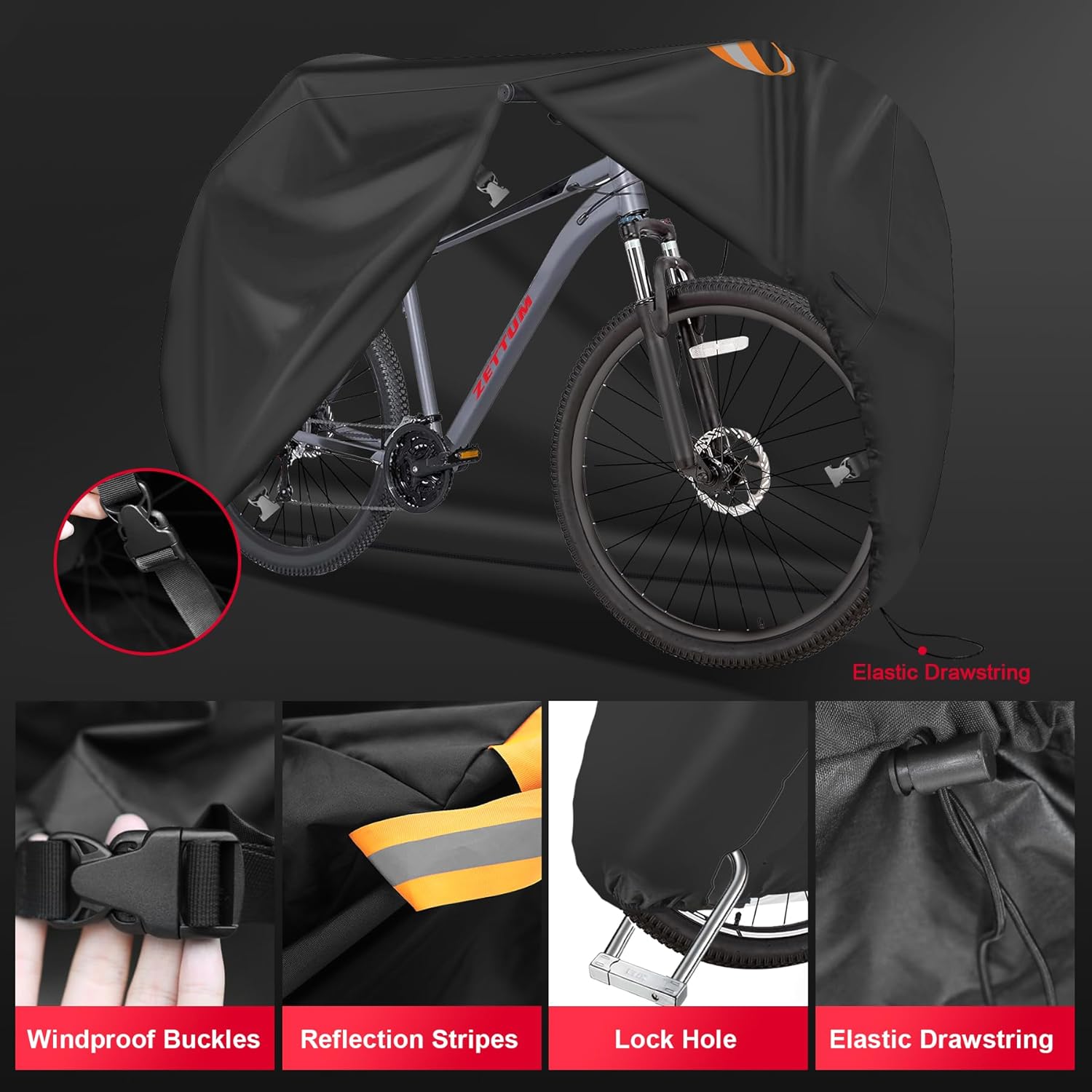 Zettum Bike Cover for 2 Bikes - 600D Bike Covers Outdoor Storage Waterproof & Heavy Duty, Bicycle Cover for 2 eBike, Mountain Bike, Road Bike, Hybrid Bike, Beach Cruiser Bike, Scooter and More