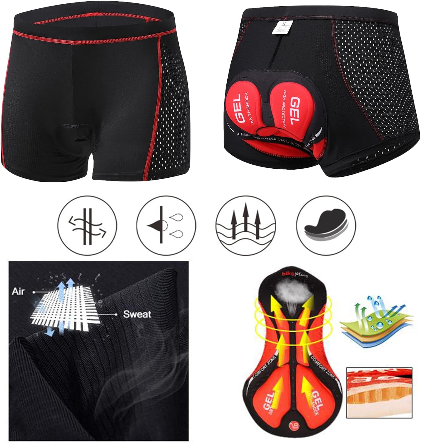 Men's Cycling 3D Padded Gel Bike Compression Shorts Underwear