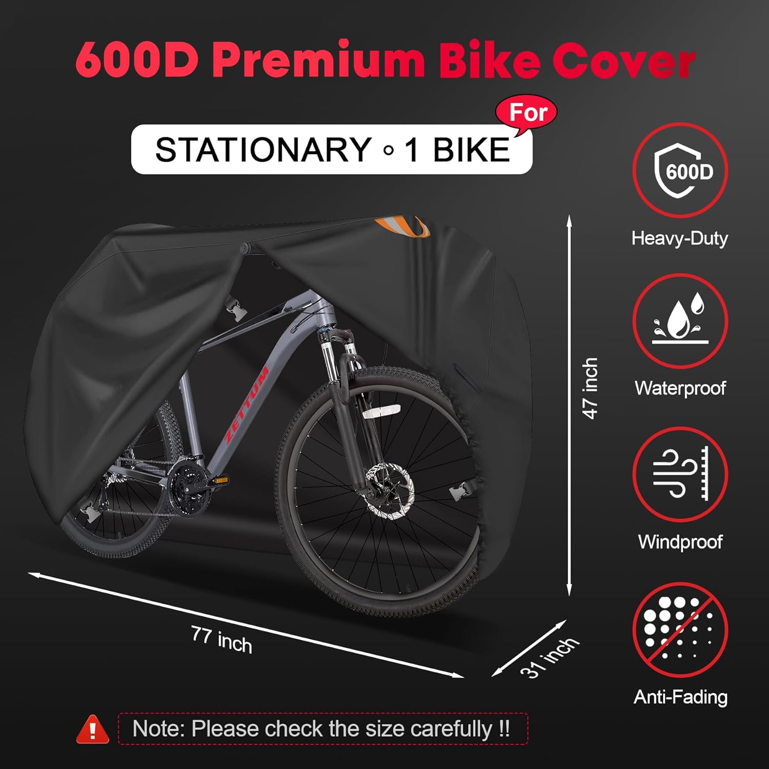 Zettum Bike Cover for 2 Bikes - 600D Bike Covers Outdoor Storage Waterproof & Heavy Duty, Bicycle Cover for 2 eBike, Mountain Bike, Road Bike, Hybrid Bike, Beach Cruiser Bike, Scooter and More