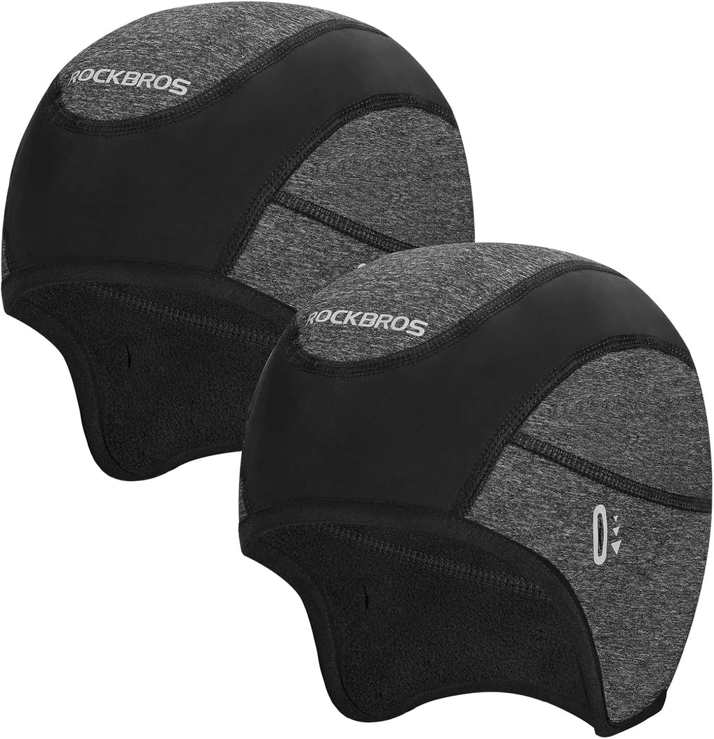 ROCKBROS Winter Cycling Caps for Men Women Windproof Cycling Hat with Sun Visor Under Helmet Liner Black