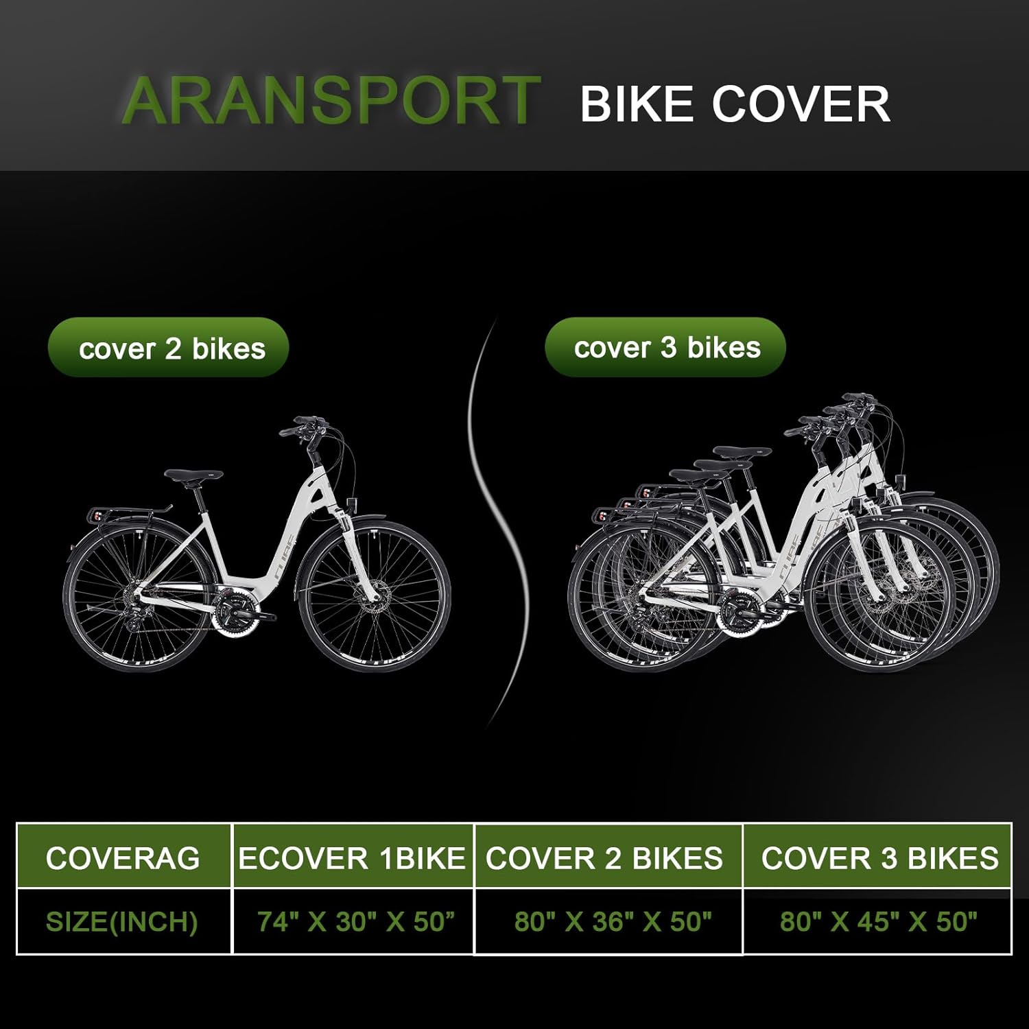 Bike Cover for Transport 2 Bikes , 600D Heavy Duty Oxford Cloth Waterproof Bicycle Rack Cover for Car Hitch with Lock Holes & Reflective Strips, Travel Storage for SUV, Truck, RV