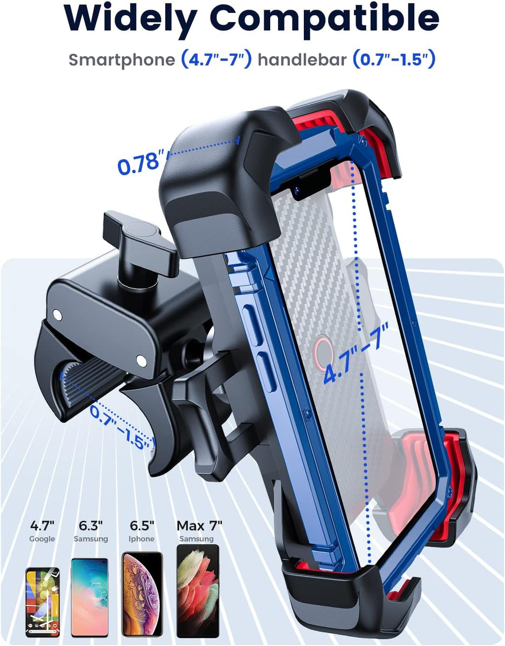 JOYROOM Motorcycle Phone Mount, 1s Auto Lock100mph Military Anti-Shake Bike Phone Holder for Bicycle, 10s Quick Install Handlebar Phone Mount, Compatible with iPhone, Samsung, All Cell Phone