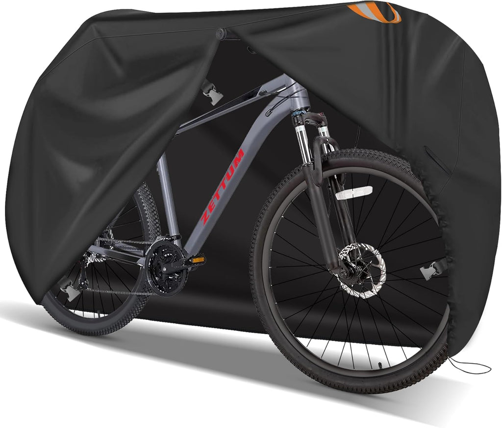 Zettum Bike Cover for 2 Bikes - 600D Bike Covers Outdoor Storage Waterproof & Heavy Duty, Bicycle Cover for 2 eBike, Mountain Bike, Road Bike, Hybrid Bike, Beach Cruiser Bike, Scooter and More