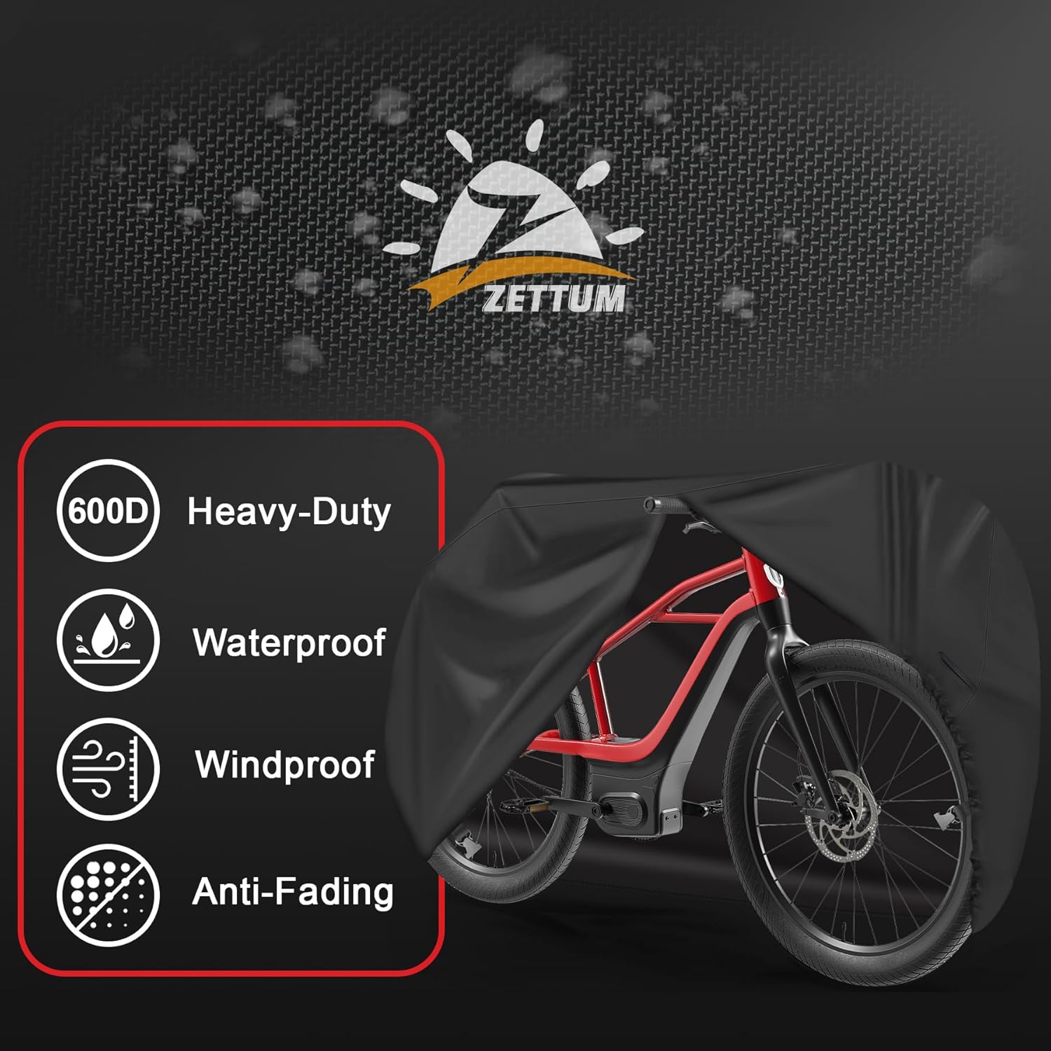 Zettum Bike Cover for 2 Bikes - 600D Bike Covers Outdoor Storage Waterproof & Heavy Duty, Bicycle Cover for 2 eBike, Mountain Bike, Road Bike, Hybrid Bike, Beach Cruiser Bike, Scooter and More