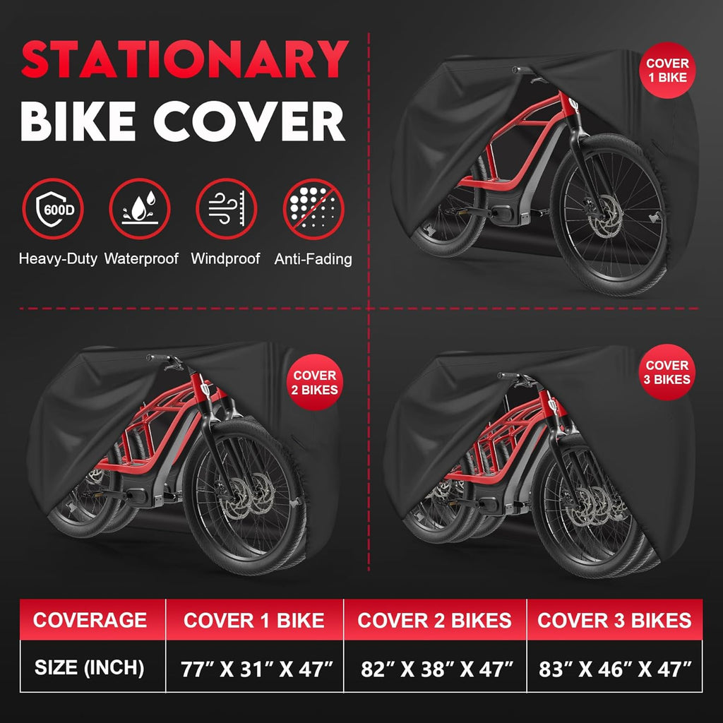 Zettum Bike Cover for 2 Bikes - 600D Bike Covers Outdoor Storage Waterproof & Heavy Duty, Bicycle Cover for 2 eBike, Mountain Bike, Road Bike, Hybrid Bike, Beach Cruiser Bike, Scooter and More