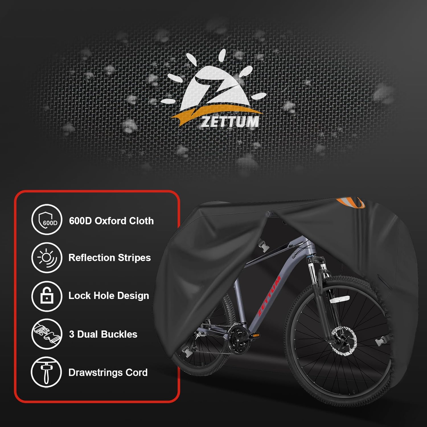 Zettum Bike Cover for 2 Bikes - 600D Bike Covers Outdoor Storage Waterproof & Heavy Duty, Bicycle Cover for 2 eBike, Mountain Bike, Road Bike, Hybrid Bike, Beach Cruiser Bike, Scooter and More