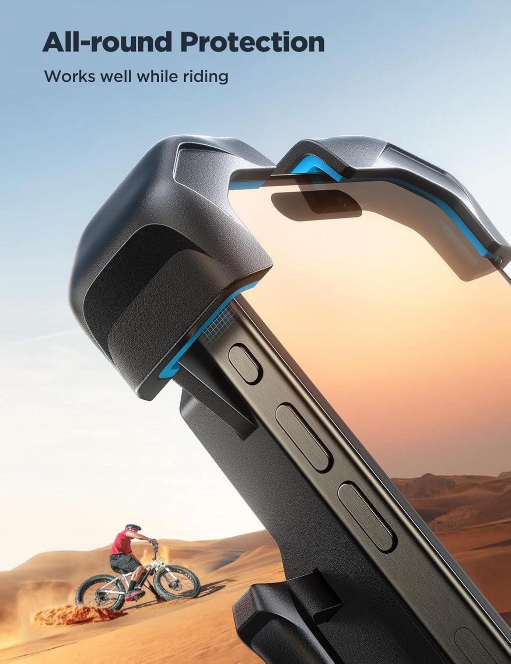 JOYROOM Motorcycle Phone Mount, 1s Auto Lock100mph Military Anti-Shake Bike Phone Holder for Bicycle, 10s Quick Install Handlebar Phone Mount, Compatible with iPhone, Samsung, All Cell Phone