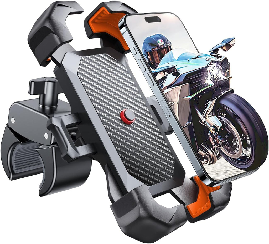 JOYROOM Motorcycle Phone Mount, 1s Auto Lock100mph Military Anti-Shake Bike Phone Holder for Bicycle, 10s Quick Install Handlebar Phone Mount, Compatible with iPhone, Samsung, All Cell Phone