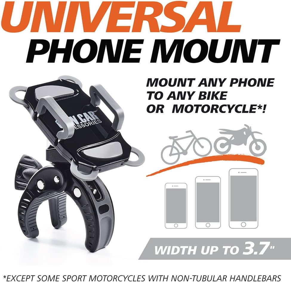 CAW.CAR Accessories Metal Bike & Motorcycle Phone Mount - The Only Unbreakable Handlebar Holder for iPhone, Samsung or Any Other Smartphone. +100 to Safeness & Comfort