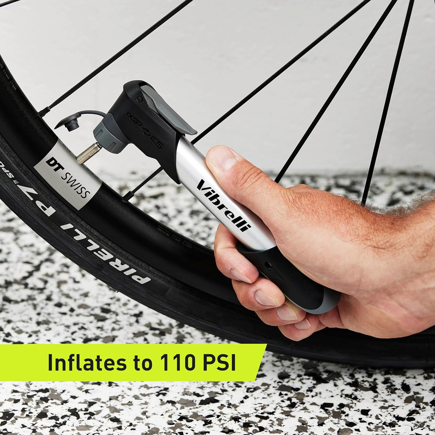 Vibrelli Mini Bike Pump - Presta & Schrader Bicycle Pump - 120 PSI Tire Pump for Road & MTB - No Valve Changing Needed