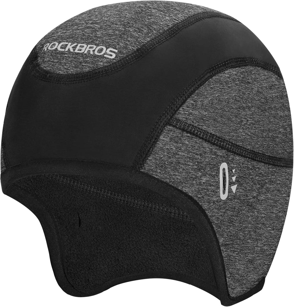 ROCKBROS Winter Cycling Caps for Men Women Windproof Cycling Hat with Sun Visor Under Helmet Liner Black