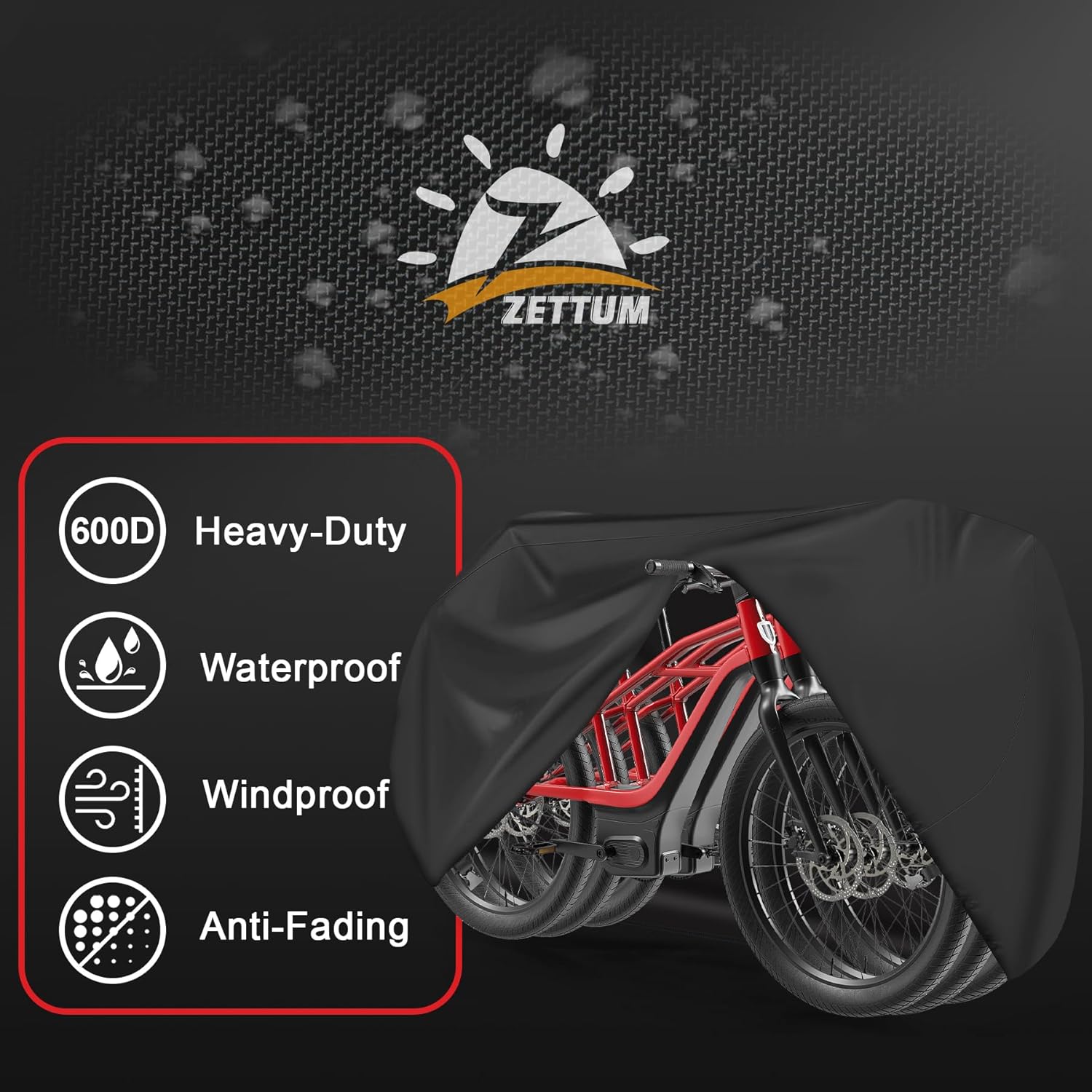 Zettum Bike Cover for 2 Bikes - 600D Bike Covers Outdoor Storage Waterproof & Heavy Duty, Bicycle Cover for 2 eBike, Mountain Bike, Road Bike, Hybrid Bike, Beach Cruiser Bike, Scooter and More